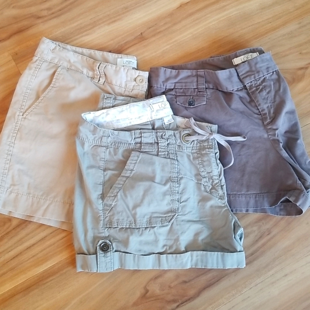 LOFT Shorts Bundle, Size 10, Khaki, Brown, Green